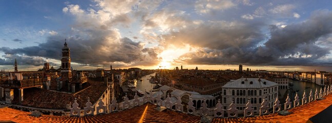 Venise , Venetie , Italie - Panorama Rialto - obrazy, fototapety, plakaty