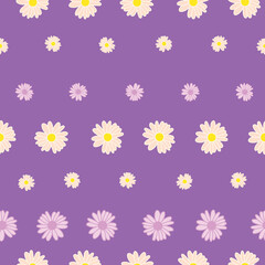 Fototapeta na wymiar Colorful daisies ditsy striped seamless pattern design.