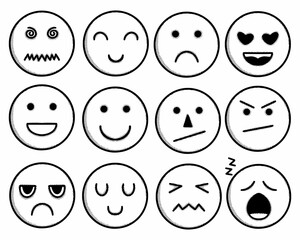 Collection of emoticon set hand drawn vintage styles free vector