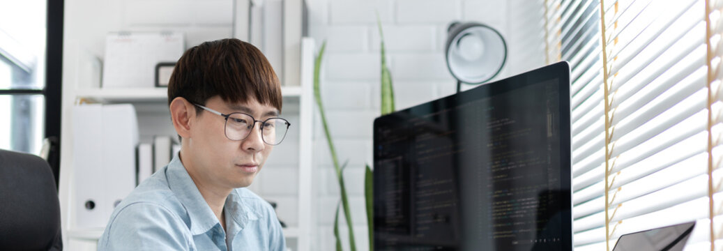 Professional development programmers are using tablet to test the functionality of their applications after programming, Write data or code for websites and applications,  HTML, javascript, Software.