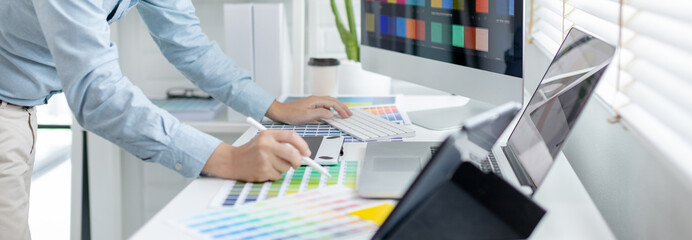 Professional development programmers are choosing color schemes to decorate their website or...