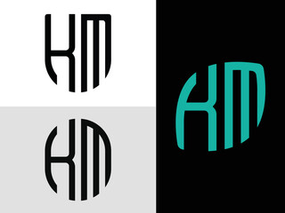Creative Initial Letters KM Logo Designs Bundle.