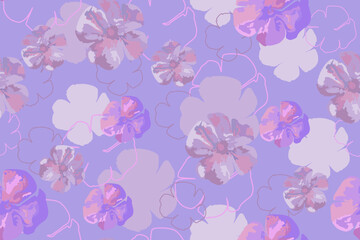 Fototapeta na wymiar Purple flower seamless pattern illustration.