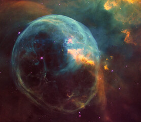 The Bubble Nebula. NGC 7635. Constellation Cassiopeia. Elements of this image were furnished by NASA.