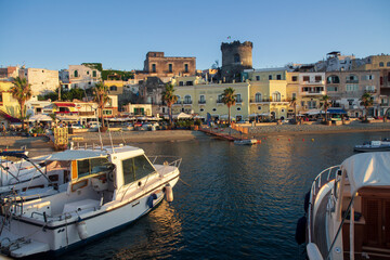 ischia forio italy harbour modern boat - obrazy, fototapety, plakaty
