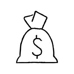 Fund money bag hand-drawn icon vector graphic illustration