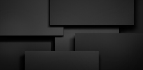 Mock up of black and dark gray cards with rectangular arrangement - 3D illustration