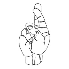 Lucky fingers. Cross fingers