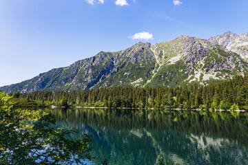 Fototapeta premium Mountain lake located in the High Tatras, Slovakia