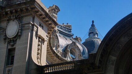 Architectural detail on the tiled roof of the San Martin Palace in Buenos Aires, Argentina
