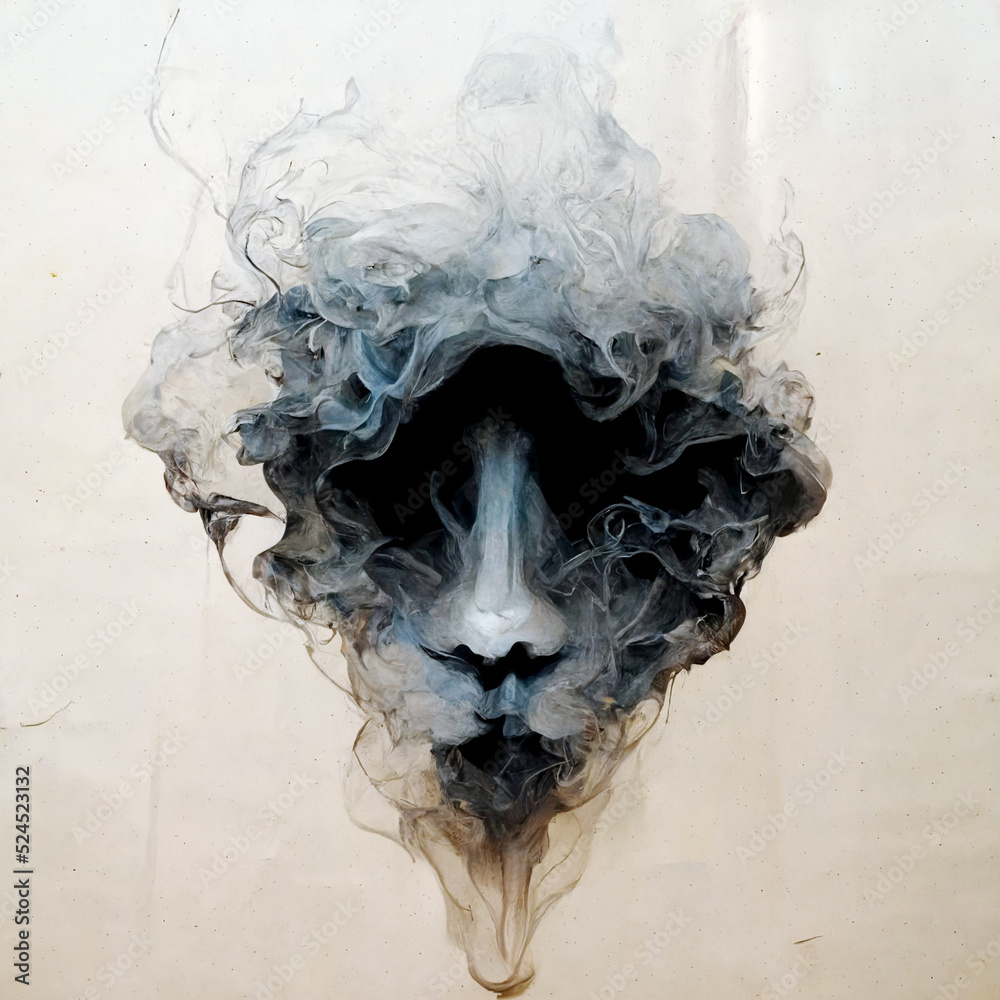 Wall mural human face made of smoke