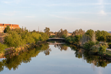 Fototapeta na wymiar Vistas del rio de la ciudad de Merida, Extremadura, España