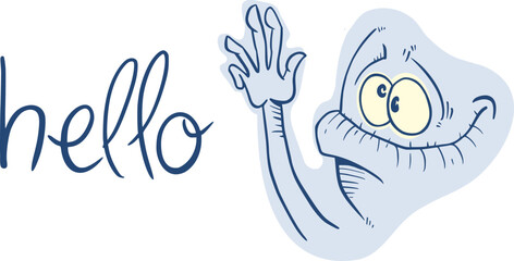 Happy creature and hello message