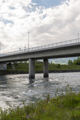 Fototapeta premium Rhine river in Schaan in Liechtenstein