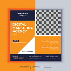 Professional business social media post square banner design. Modern layout vector template. Digital marketing agency banner design.
