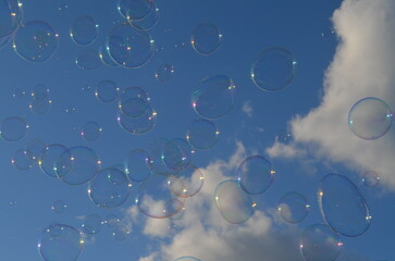 Soap Bubbles in Blue Sky