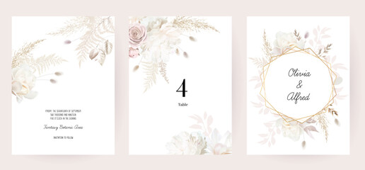 Flower geometric line art vector design frames. Wedding watercolor flowers © lavendertime