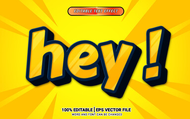 Yellow 3d cartoon text effect editable template design