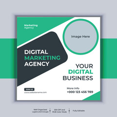 Professional business social media post square banner design. Modern layout vector template. Digital marketing agency banner design.
