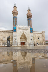 Fototapeta premium Blue madrasah or Sahibiye (Gök) Madrasah in Sivas, Turkey - Sivas is a tourist magnet with its Seljuk era historical monuments