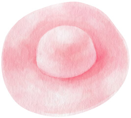 Cute Pink Hat watercolor illustration for Summer Decorative Element