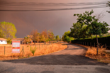 Smoke in the sky in Gironde, during forest fires/Fumées dans le ciel en Gironde, durant les incendies de forêts