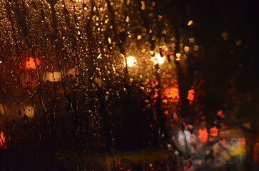 Bokeh Traffic Lights on a Rainy Day