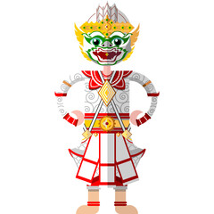 Khon Thailand Ramayana  in flat design