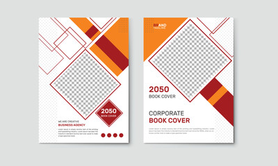 Corporate book front and back cover design template in A4