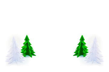 origami christmas tree isolated on white background