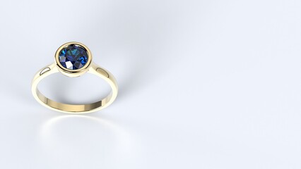 Naklejka premium beautiful female ring color gem stone rose or yellow or white gold or platinum 3d render
