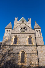 Fototapeta na wymiar Christ Church Cathedral over blue sky, Dublin, Ireland