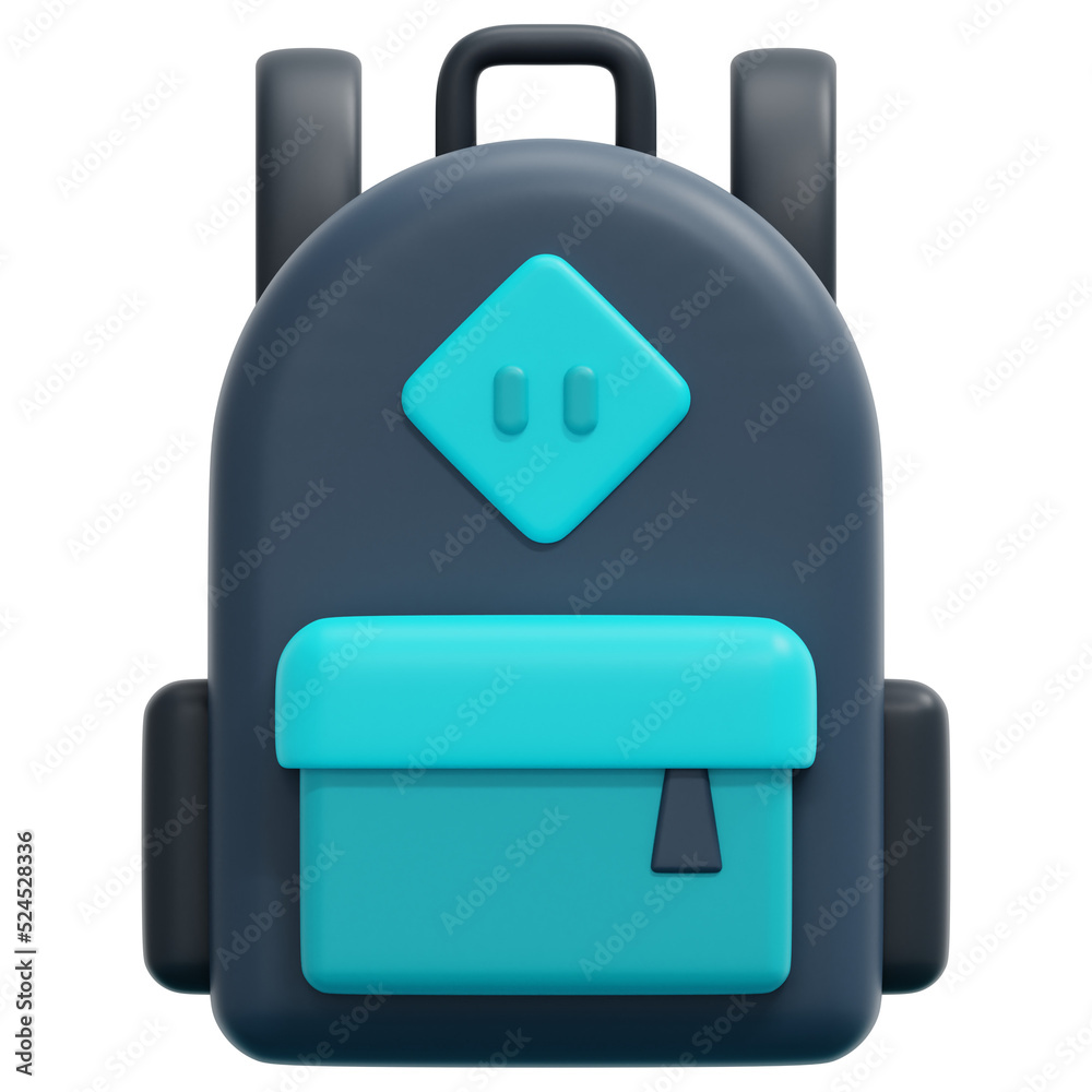 Sticker backpack 3d render icon illustration