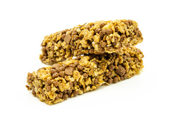 Whole grain bitter chocolate diet bar on a white background