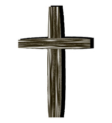 Black cross Grunge textured design element Cemetery headstone  Vector illustration Isolated on white background