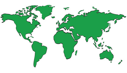 World Map on Transparent Background