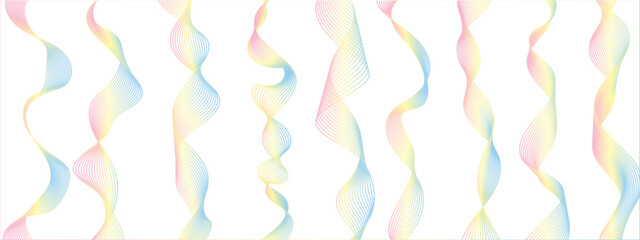 Obraz premium Abstract modern blue, yellow and pink wavy stylized line background . It used for Web, Mobile Applications, Desktop background, Wallpaper, Business banner, poster. It make using blend tool.