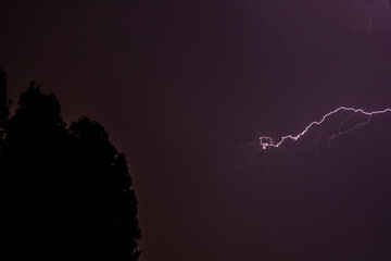 lightning storm, summer storm, lightning and thunder in purple colors