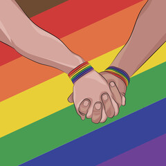 Lgbtq + people's hands holding hands.