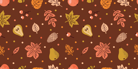 Fall vector background. Autumn seamless pattern