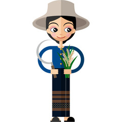 Women dressed in Thai national costumes, performance and tribal costumes.