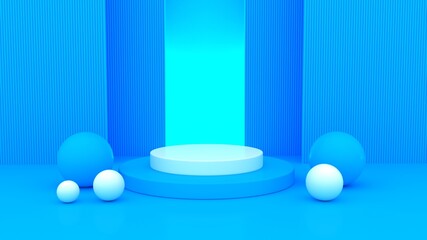 Abstract blue color geometric shape background, modern minimalist mockup for podium display or showcase, 3d rendering
