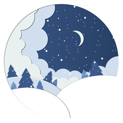 Obraz na płótnie Canvas Moon in the night sky in snowy winter