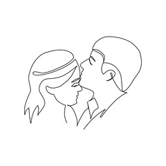 Vector illustration of couple in love drawn in line art style