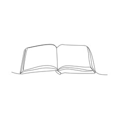 Vector illustration of an open book drawn in line art style