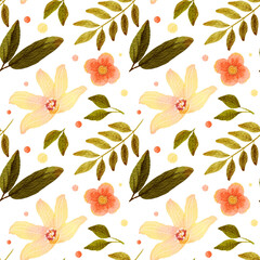 seamless floral pattern with leaves and flowers