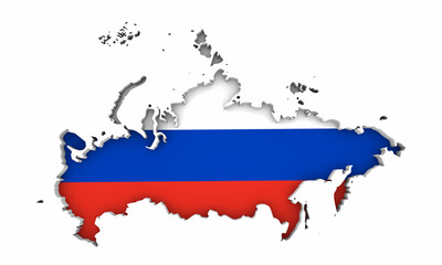 Russia Map Country Flag Background 3d Illustration