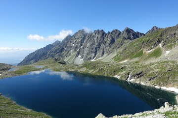 Górskie jezioro Hinczowy Staw w Tatrach Słowackich w Dolinie Mięguszowieckiej.