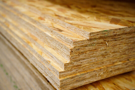 OSB board. sheet material is used in construction. hardware store. 