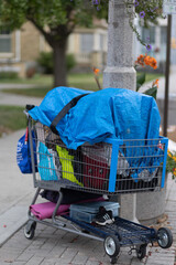 Shopping cart possessions symbol of homelessness or the unhoused 
